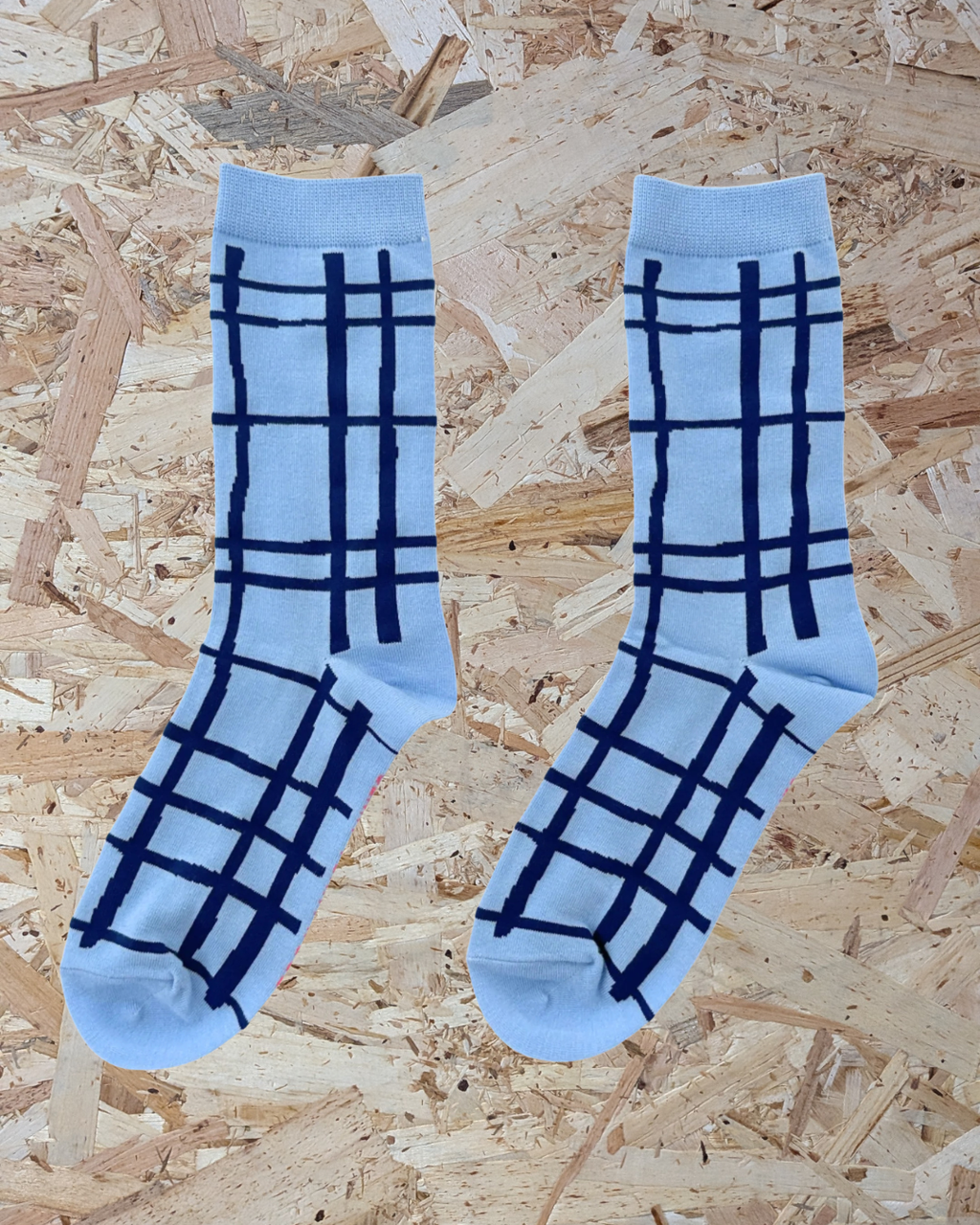 Jenny Pennywood cozy crew socks in Steele Blue & Midnight