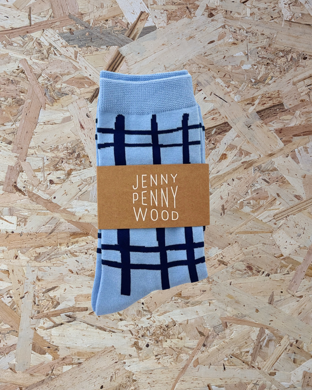 Jenny Pennywood cozy crew socks in Steele Blue & Midnight
