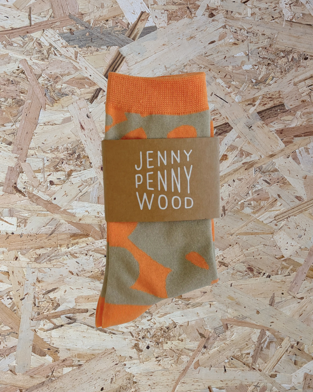 Jenny Pennywood cozy crew socks in Cantaloupe & Tan