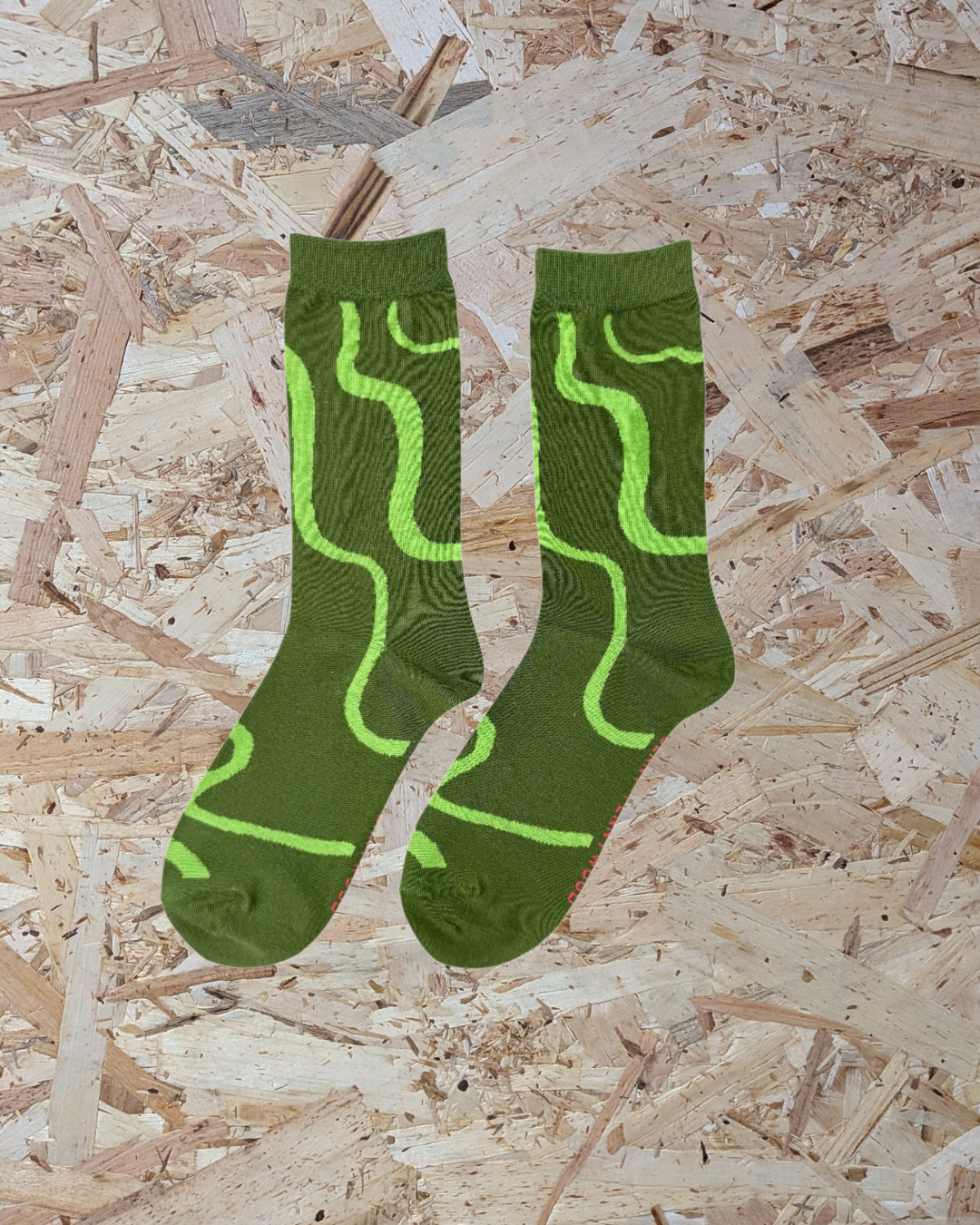 Jenny Pennywood cozy crew socks in Lime & Moss