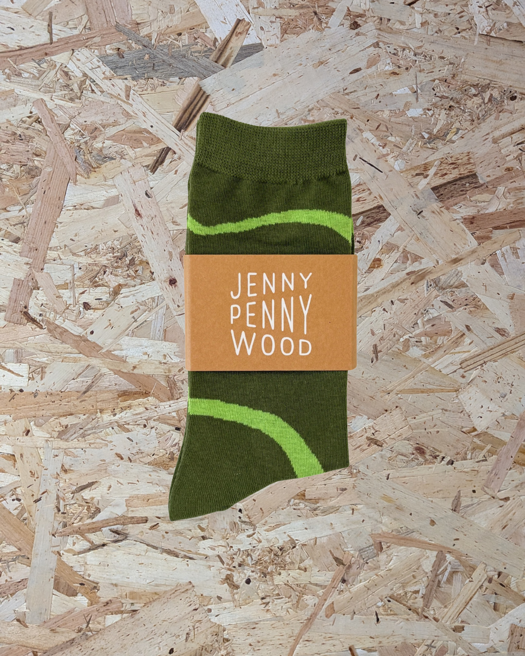 Jenny Pennywood cozy crew socks in Lime & Moss