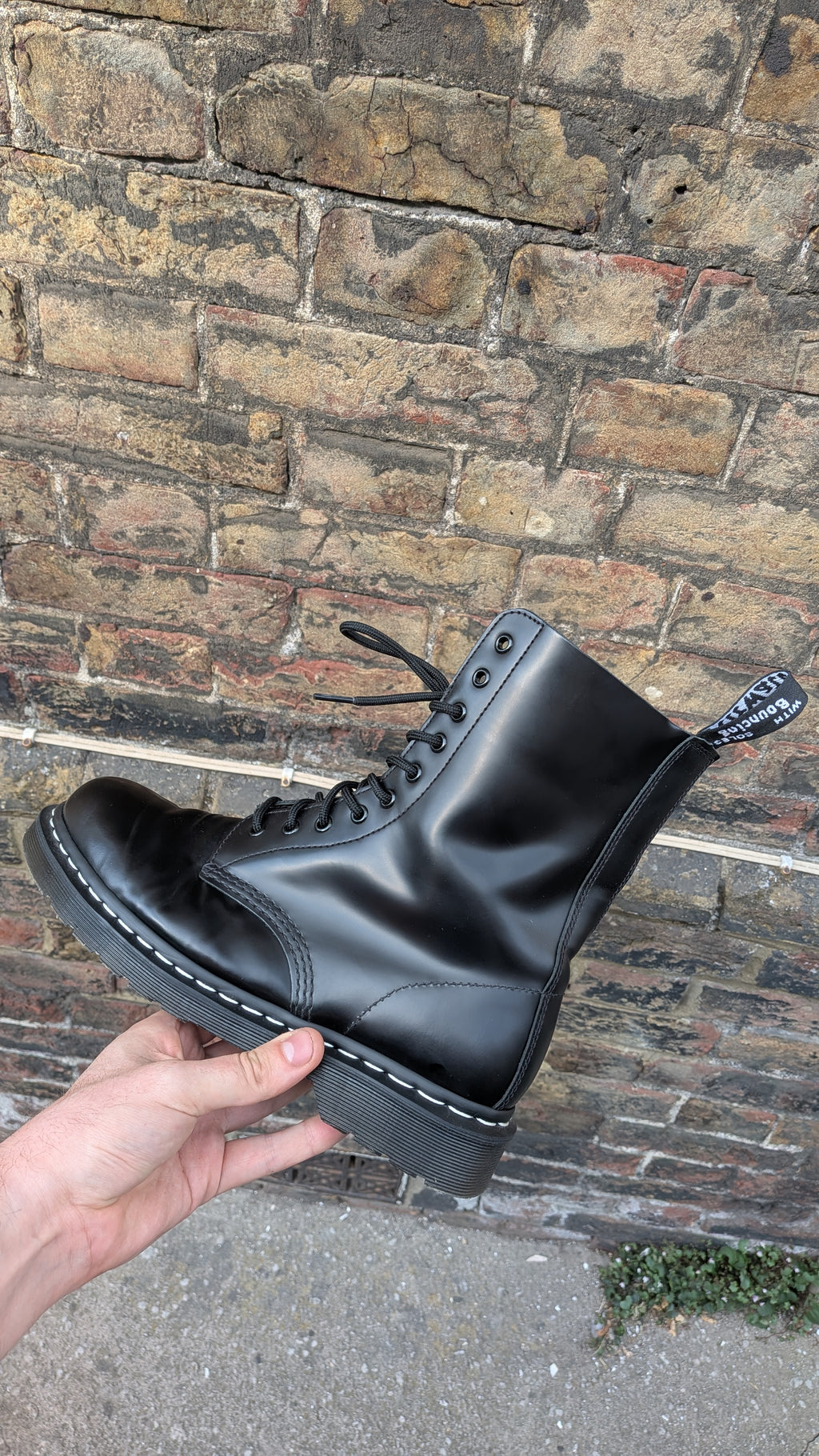 Dr. Martens 1490 Boot — Black with White Stitch