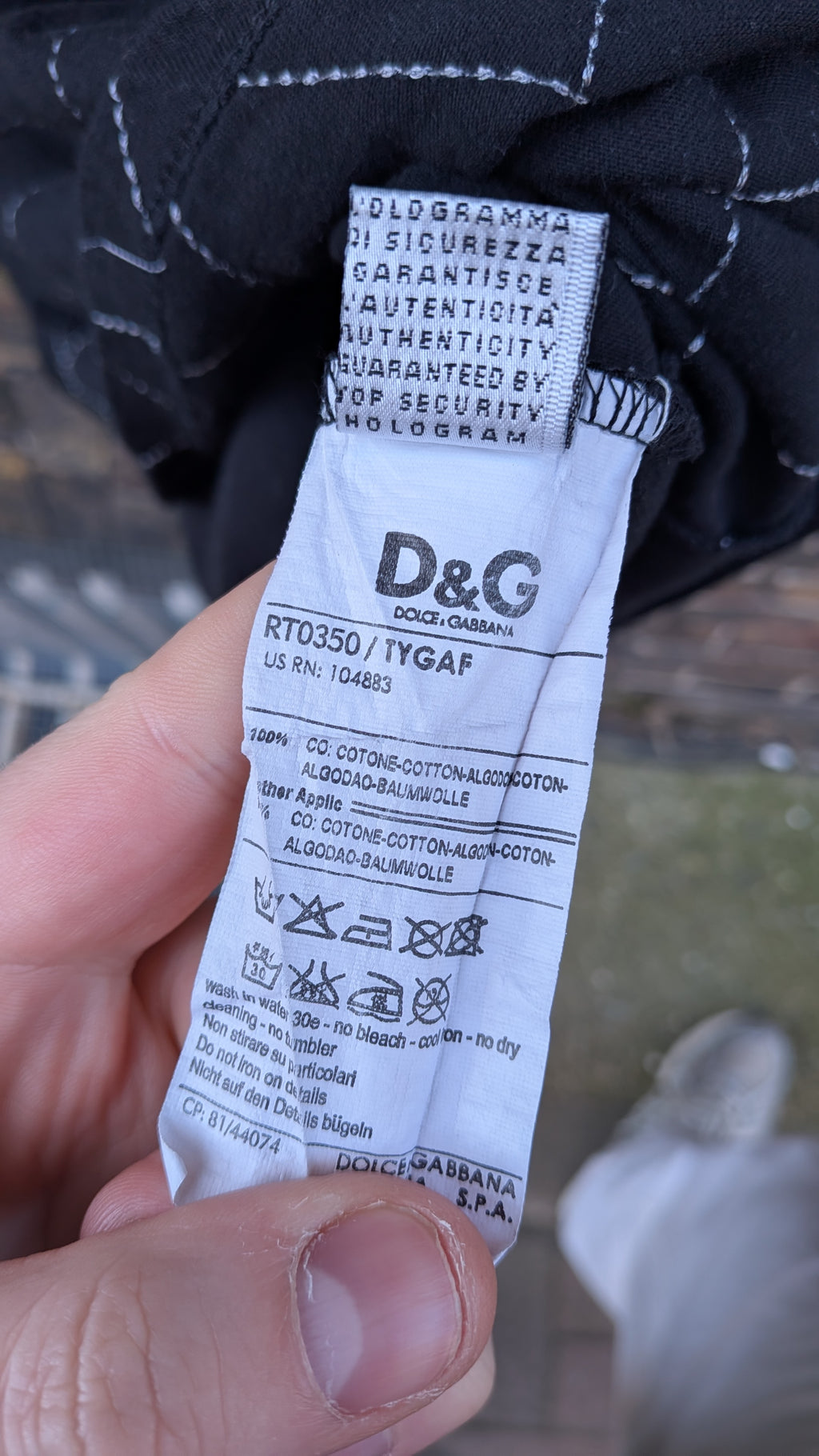D&G Dolce & Gabbana Polo Shirt – Black Argyle (S)