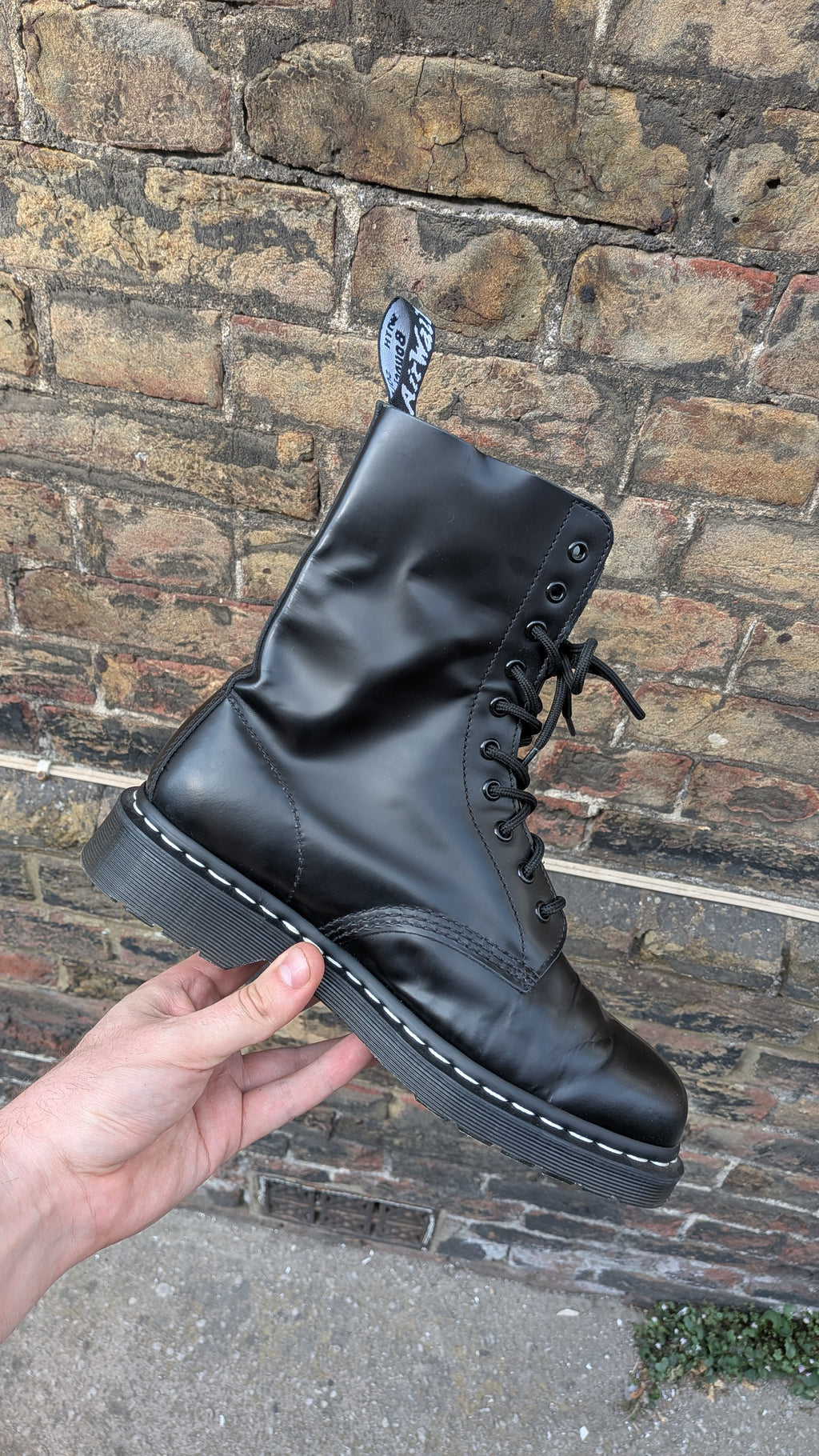 Dr. Martens 1490 Boot — Black with White Stitch