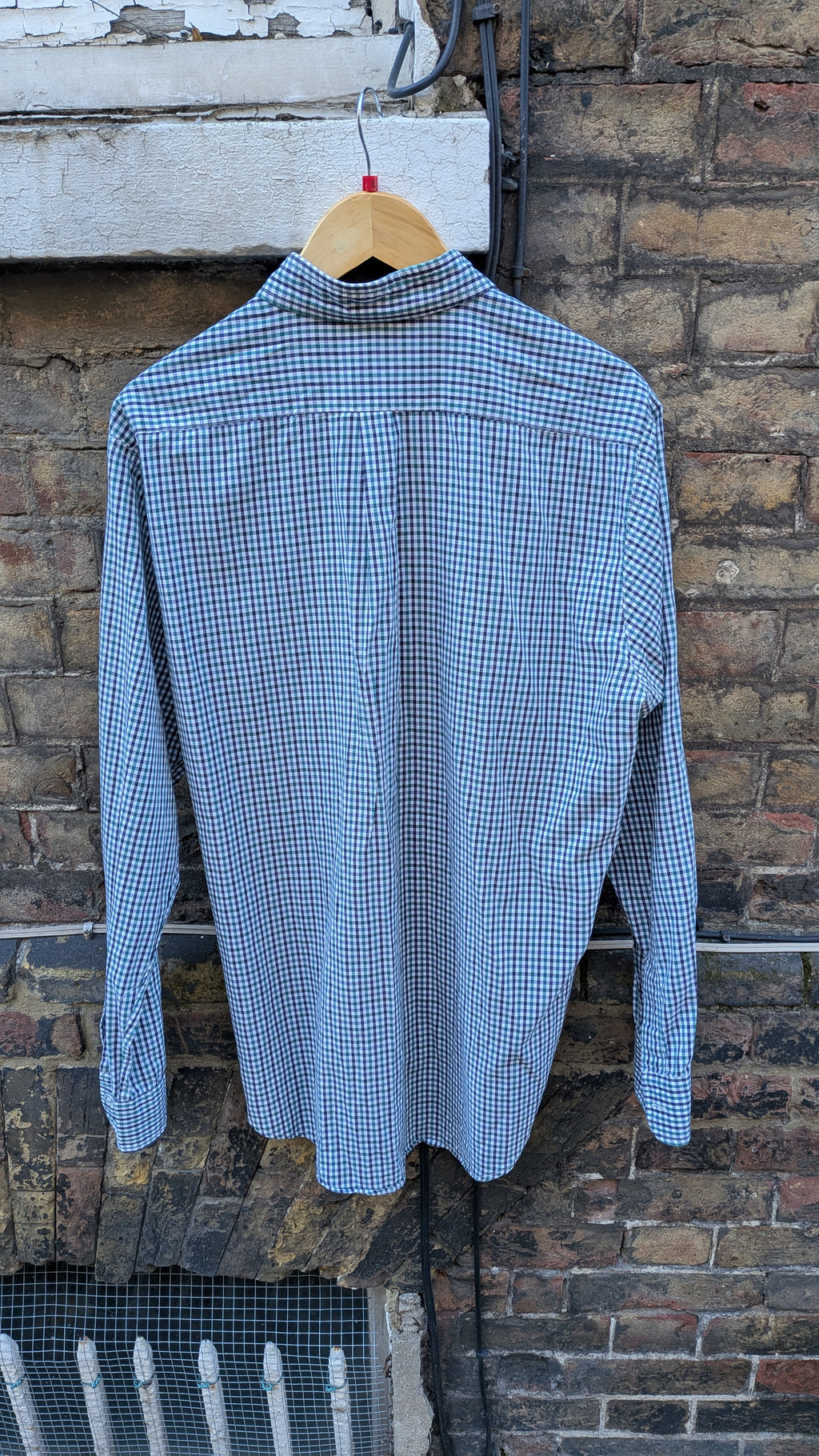 Steven Alan Gingham Shirt – Green/Navy Check (L) Made in USA