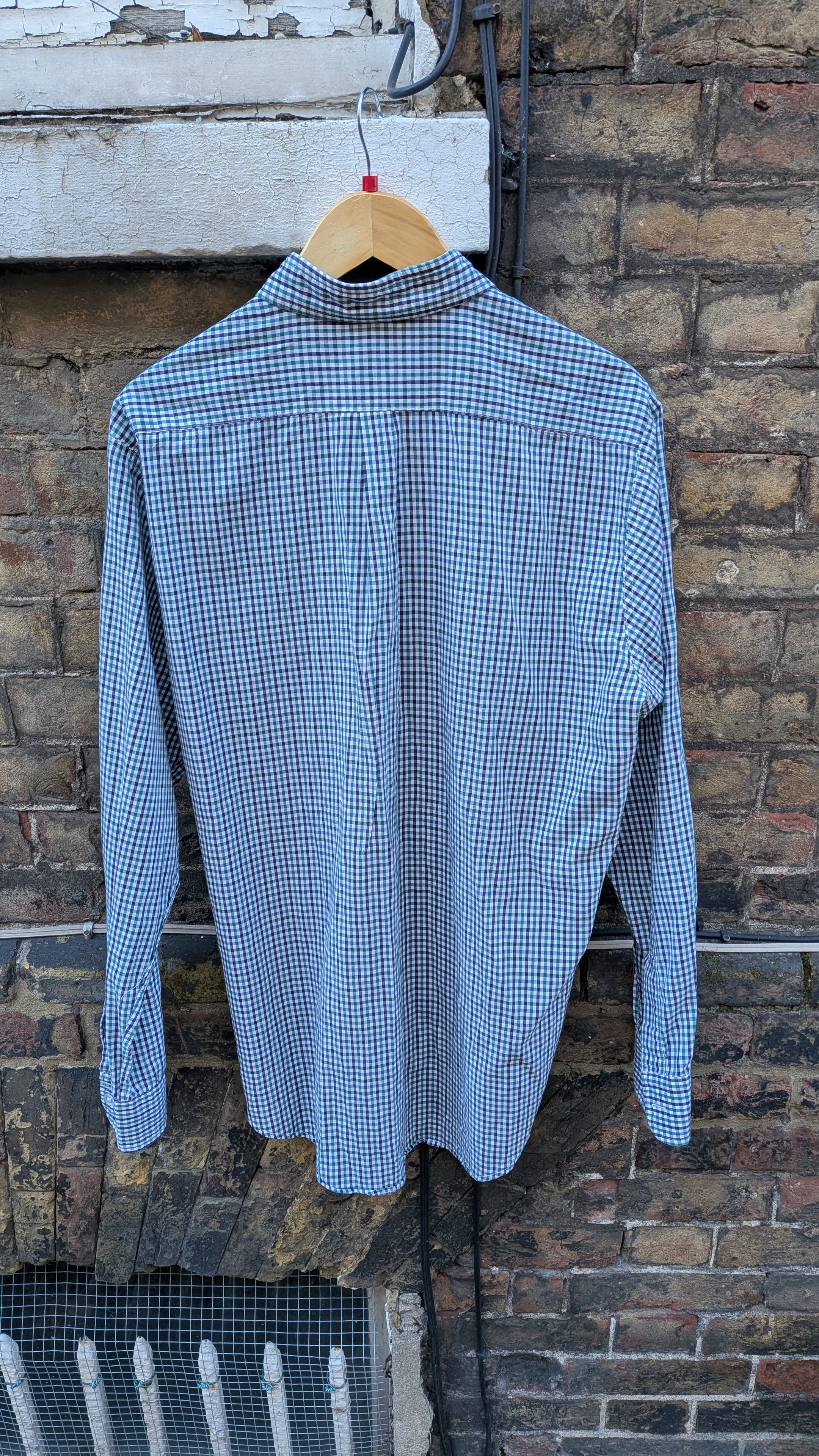 Steven Alan Gingham Shirt – Green/Navy Check (L) Made in USA