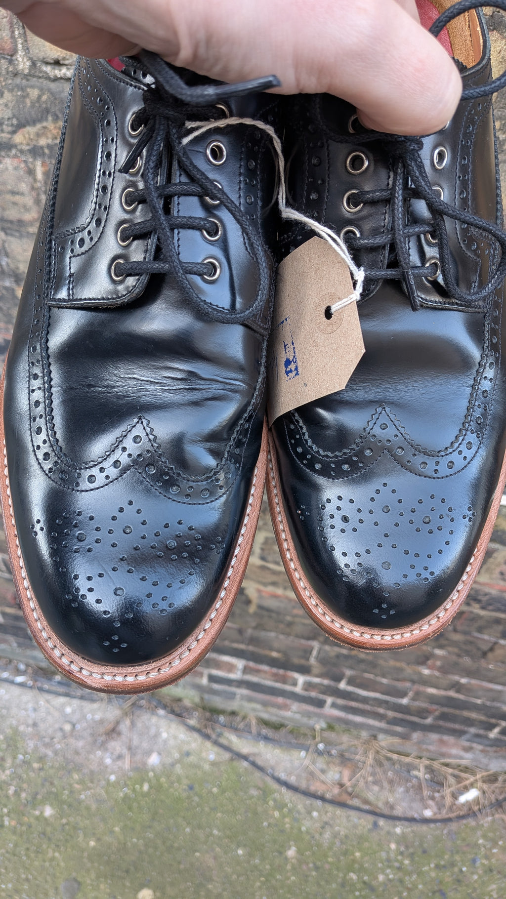 Grenson “Sid” Black Leather Brogues – UK 9 G (Wide Fit)