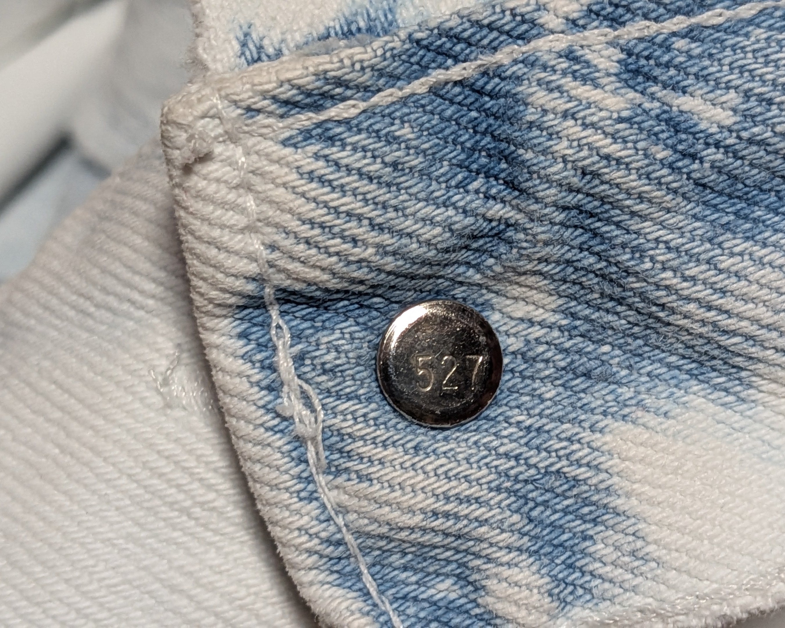 Vintage 80s Levi's Trucker — Bleach Wash, Visible Mending, Made in USA