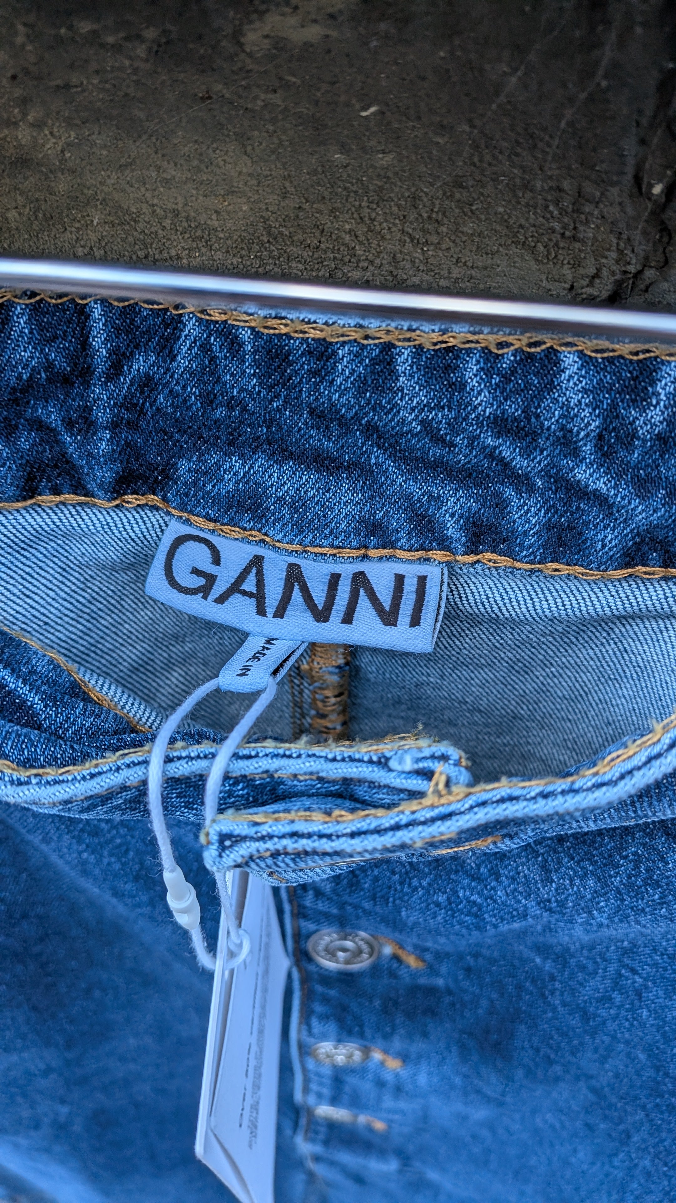 GANNI Denim Midi Skirt – Size 38 / UK 10 / Waist 28" – New With Tags