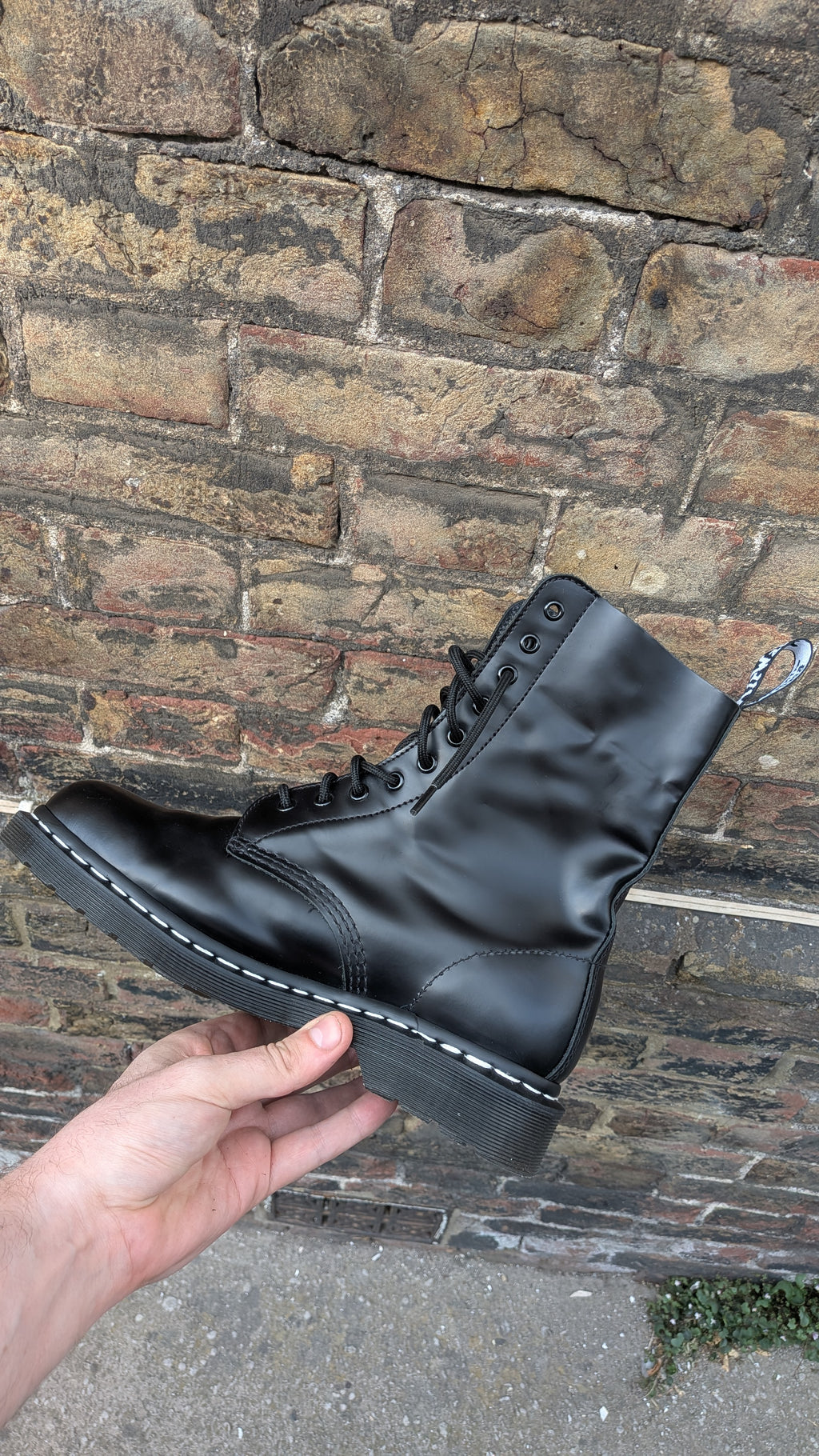 Dr. Martens 1490 Boot — Black with White Stitch
