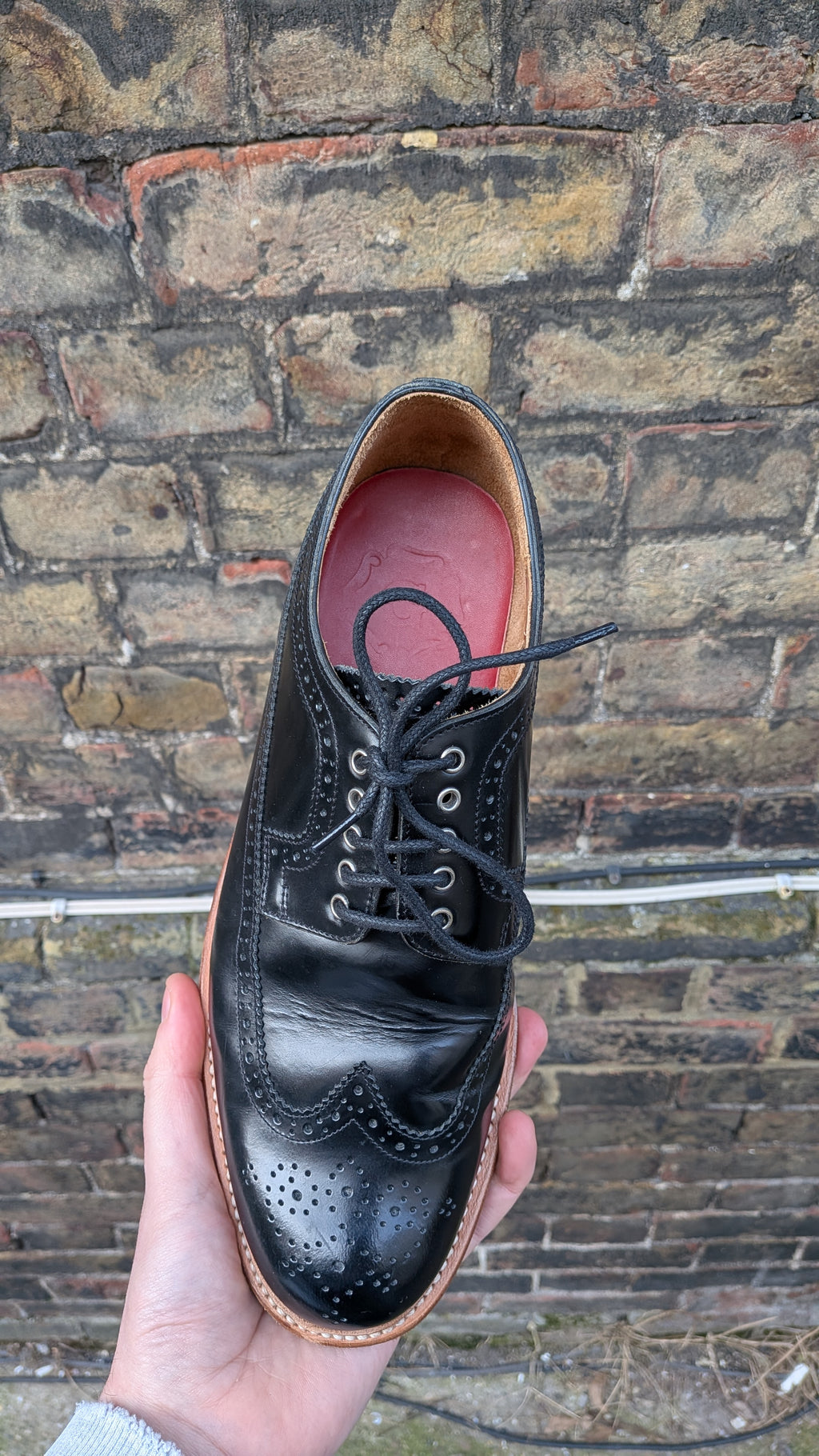 Grenson “Sid” Black Leather Brogues – UK 9 G (Wide Fit)