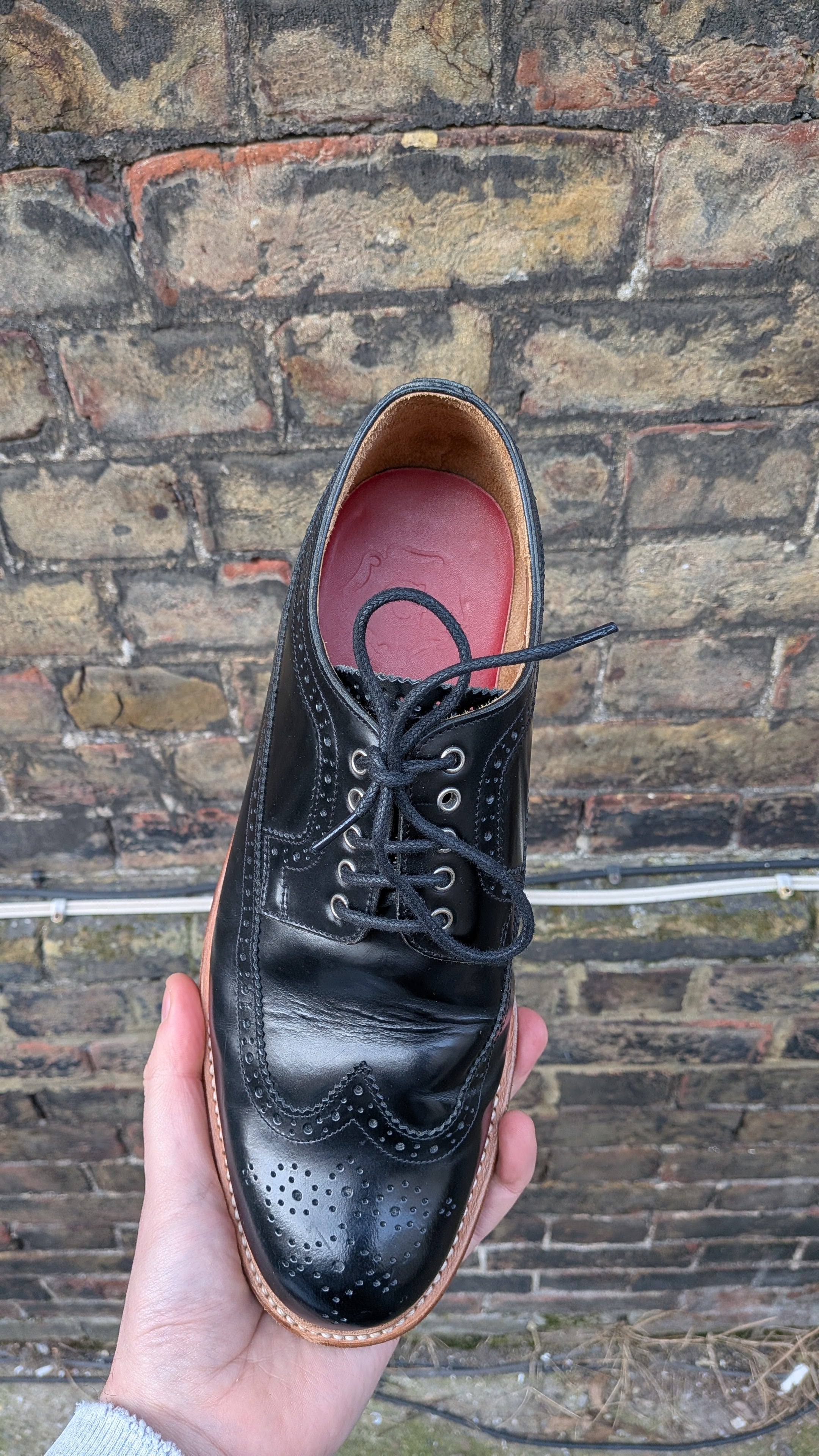 Grenson “Sid” Black Leather Brogues – UK 9 G (Wide Fit)
