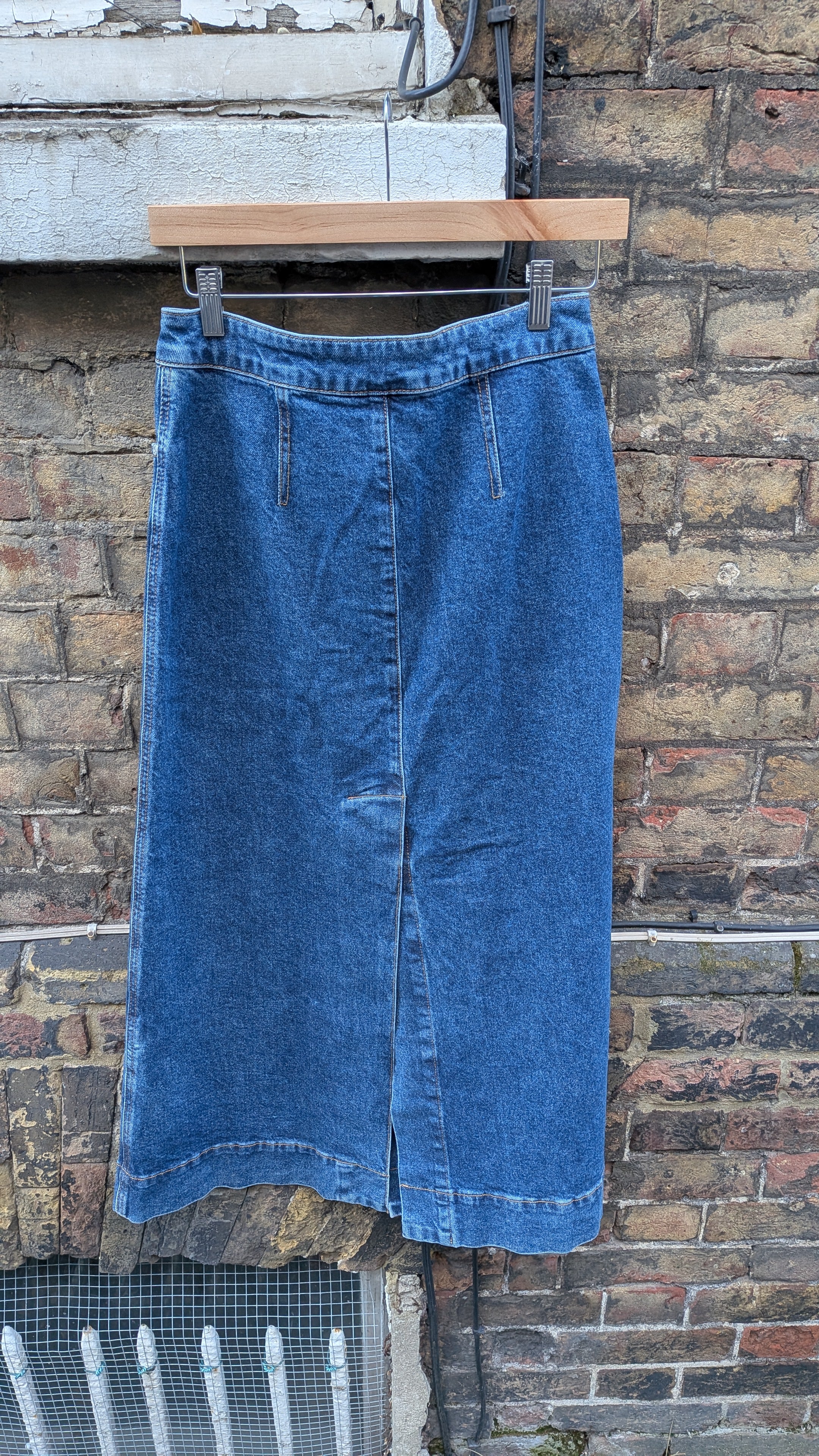 GANNI Denim Midi Skirt – Size 38 / UK 10 / Waist 28" – New With Tags