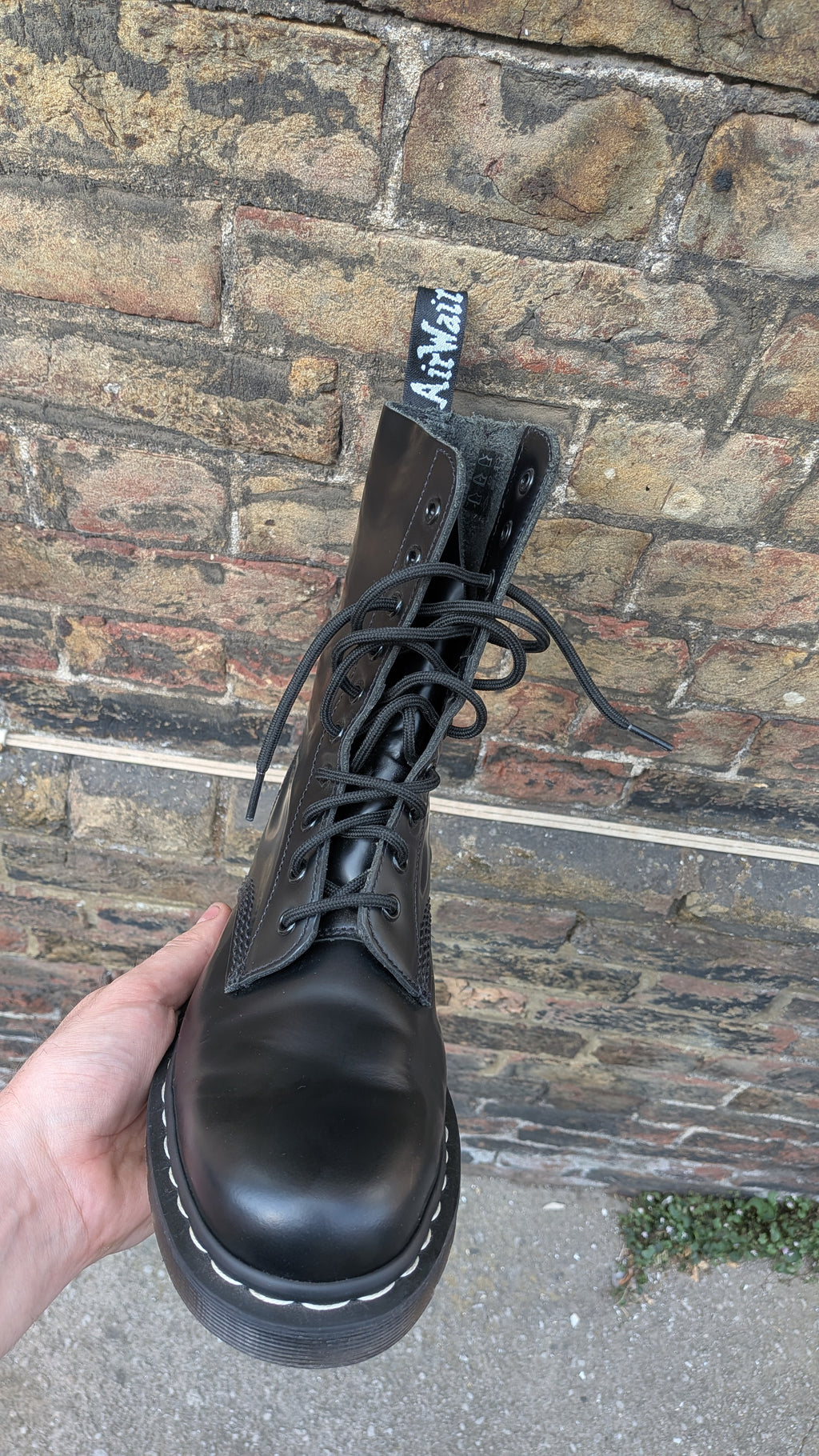 Dr. Martens 1490 Boot — Black with White Stitch