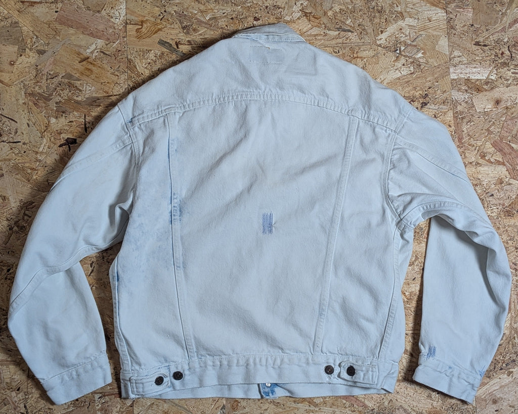 Vintage 80s Levi's Trucker — Bleach Wash, Visible Mending, Made in USA