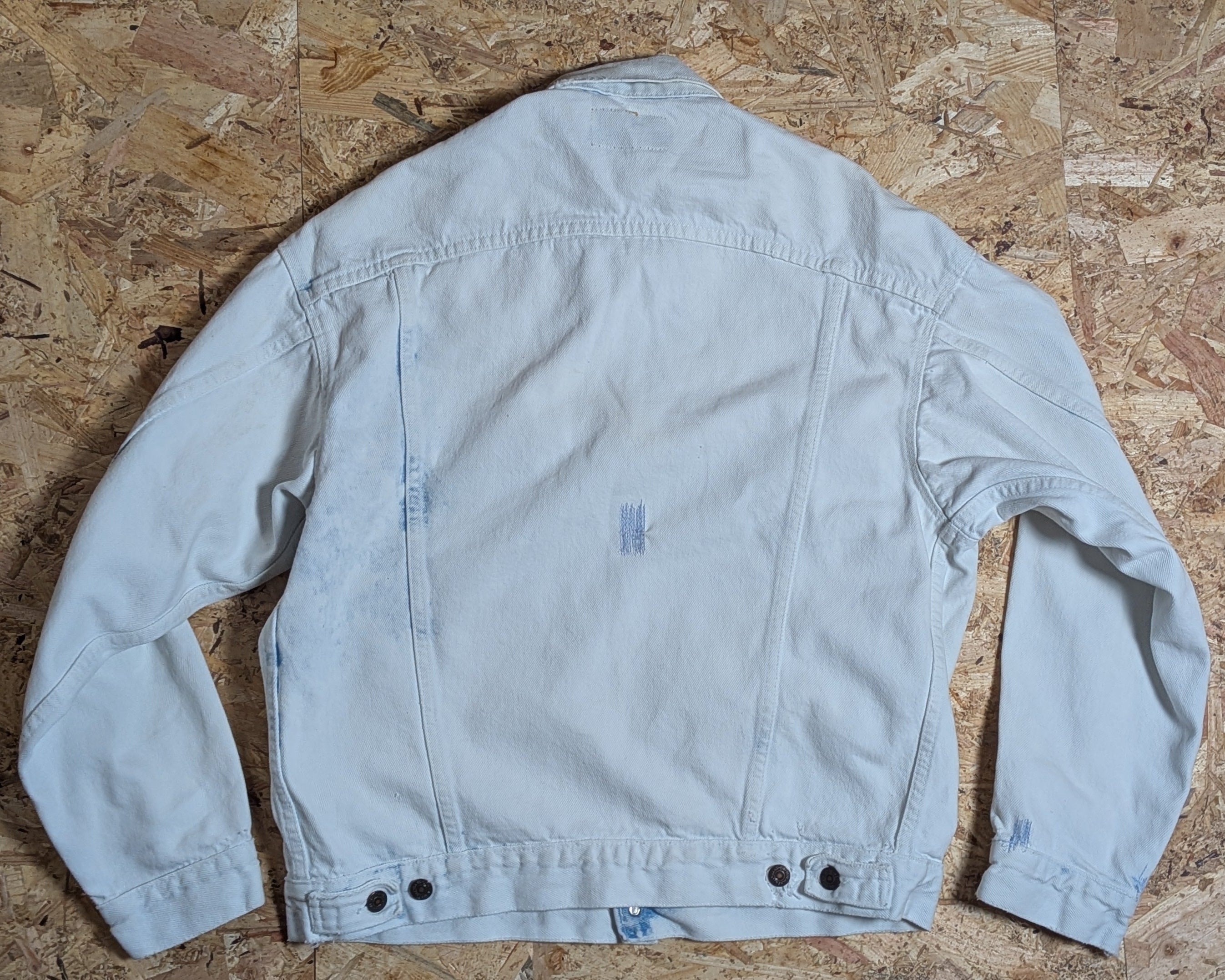 Vintage 80s Levi's Trucker — Bleach Wash, Visible Mending, Made in USA
