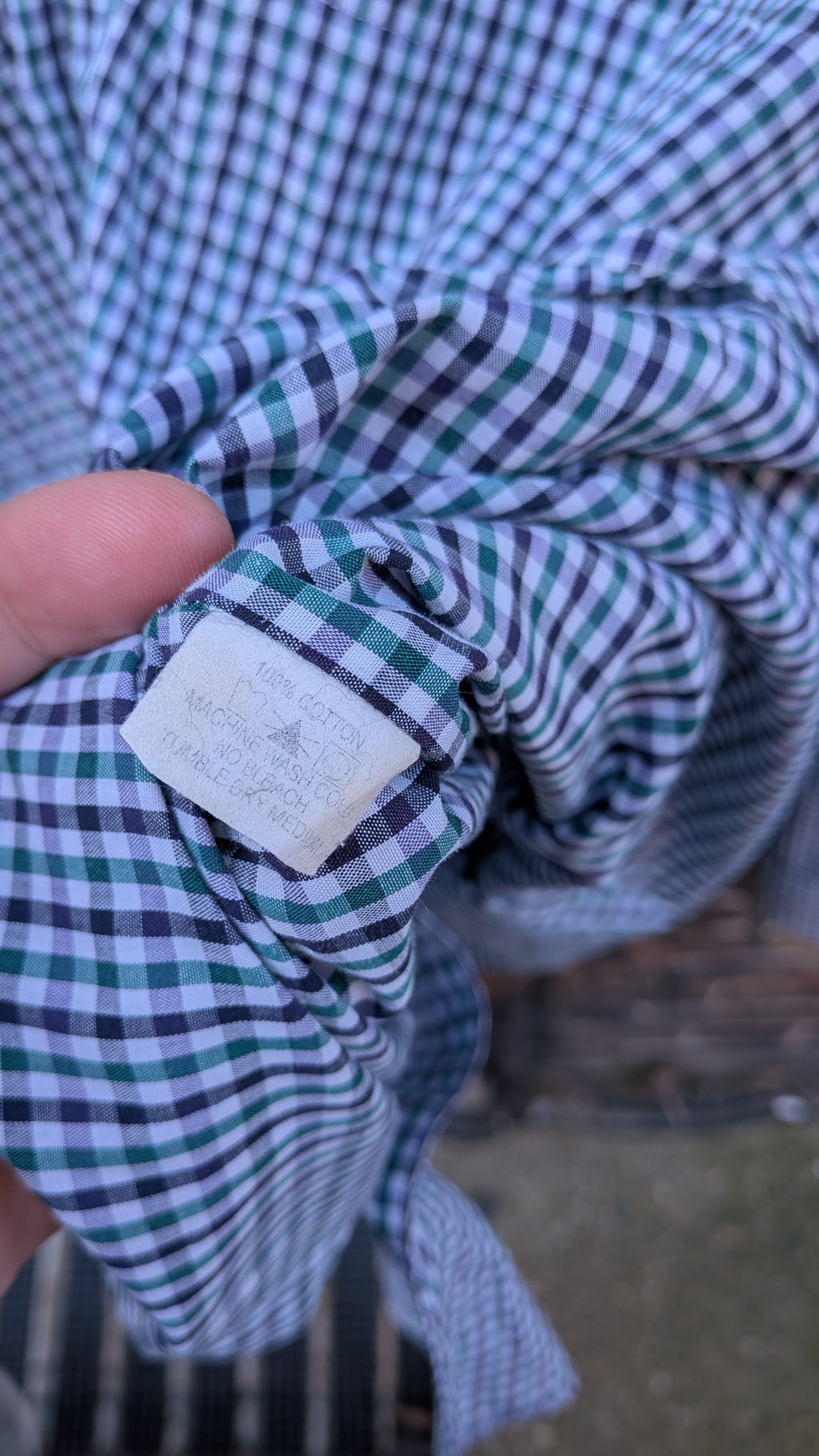 Steven Alan Gingham Shirt – Green/Navy Check (L) Made in USA